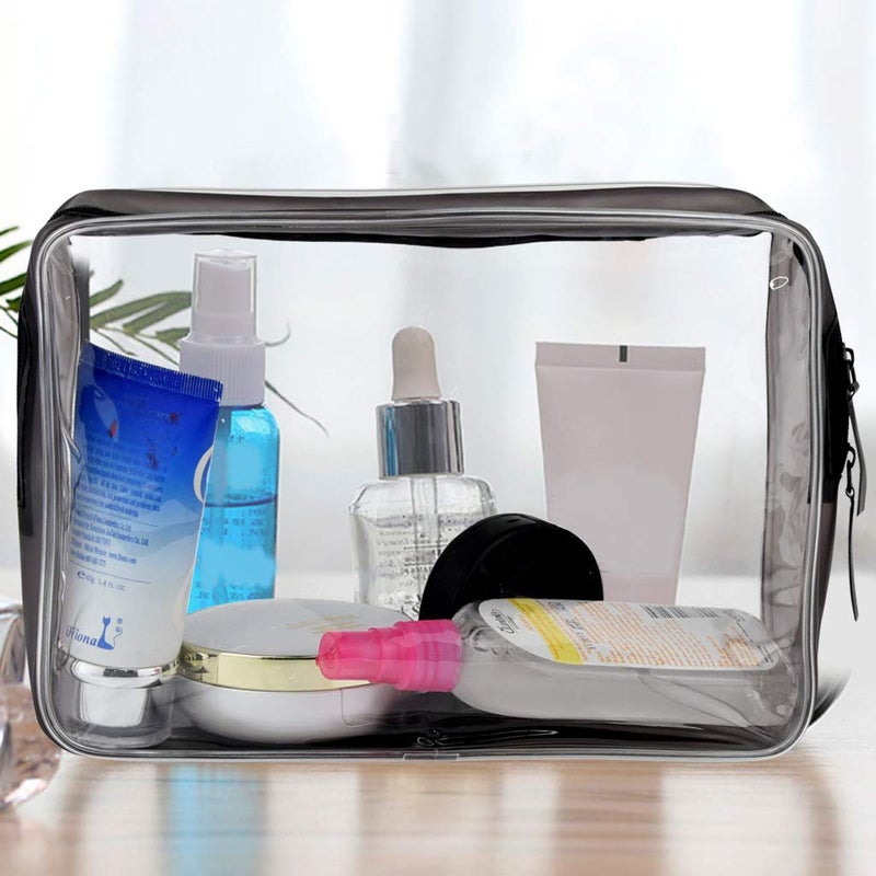 Wobe 5 Packs Clear Cosmetics Bag TSA Approved  PVC Zippered Toiletry Carry Pouch Portable Makeup Bag for Vacation Travel  Bathroom and Organizing Waterproof Makeup Vinyl Case (Large  Transparent) - Image 4